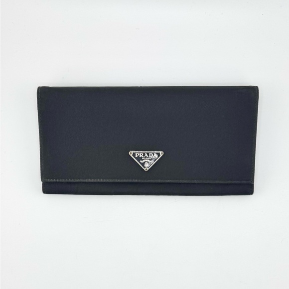 Prada Tessuto Continental Long Wallet Black Nylon & Leather w/ Silver Hardware - Picture 10 of 13